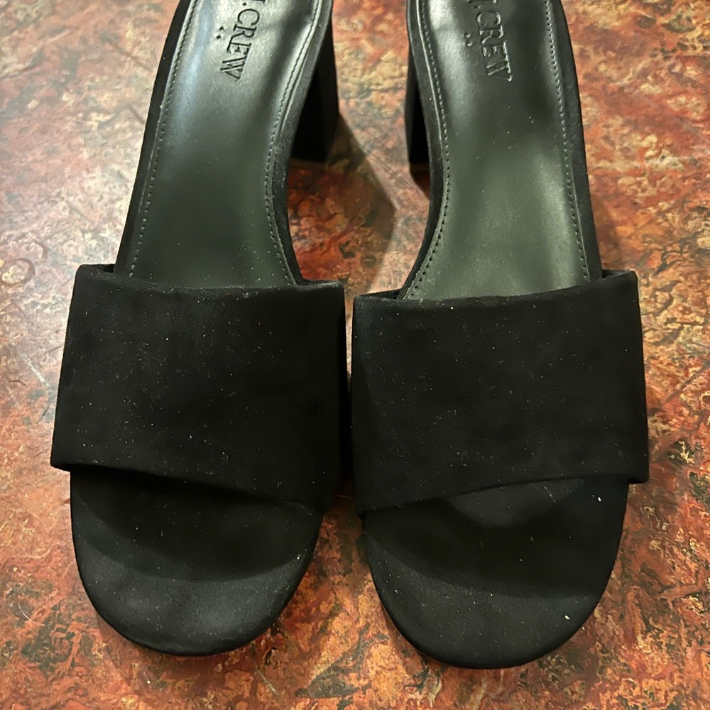 J. Crew Factory Black Heeled Mules